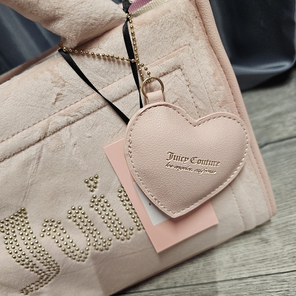Juicy Couture Pink Mini Velour Logo Tote Crossbody Shoulder Hand Bag - Picture 12 of 14